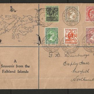 Falkland Islands 1939 GVI Illustrated souvenir cover to England unusual