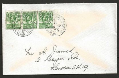 Falkland Islands 1936 GV cover from Port Stanley to London