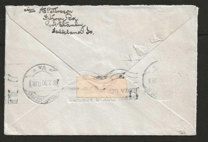 Falkland Islands 1930 GV cover to Sweden carried by cargo vessel Bogota - Image 2