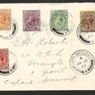 Falkland Islands 1927 GV Commercial cover to England from South Shetlands