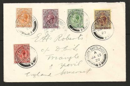 Falkland Islands 1927 GV Commercial cover to England from South Shetlands