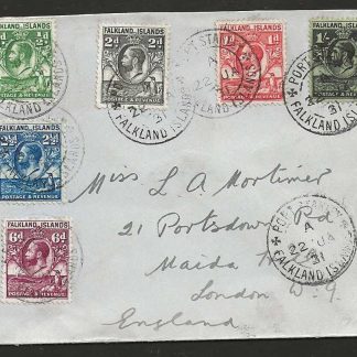 Falkland Islands 1931 GV Commercial cover to London with certificate