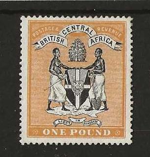 BCA/Nyasaland 1895 QV One Pound SG 29 mint