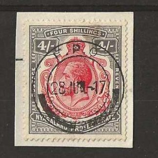 Nyasaland 1913 GV Four Shillings with FPO 3 TANDALA and LUPEMBE postmark