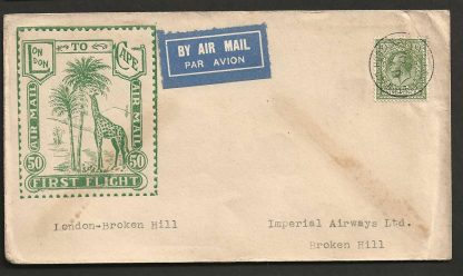 GB Imperial Airways 1931 First Flight cover from London to Broken Hill private issue