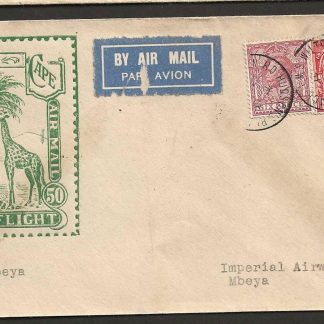 GB Imperial Airways 1931 First Flight cover from London to Mbeya private issue