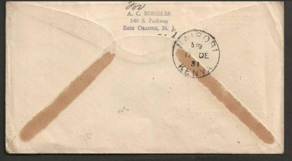 GB Imperial Airways 1931 First Flight cover from USA Private issue London to Nairobi private issue - Image 2