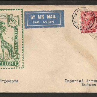 GB Imperial Airways 1931 First Flight cover from London to Dodoma private issue