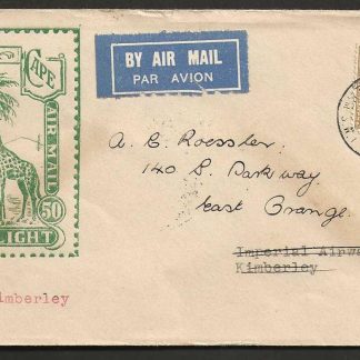 GB Imperial Airways 1931 First Flight cover from London to Kimberley private issue