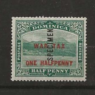 Dominica 1916 GV War Tax opt SPECIMEN SG 55 mint not listed