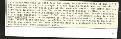 BCA/Nyasaland 1898 Mission Mail Cover from Tshiromo to Mlanje - Image 3
