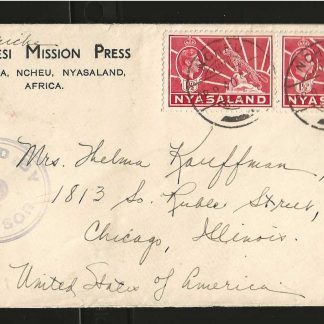 Nyasaland 1940 Censored cover from Ncheu Zambesi Mission Press to USA