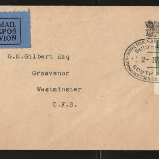 Northern Rhodesia 1934 cover with Royal Tour special cachet to South Africa