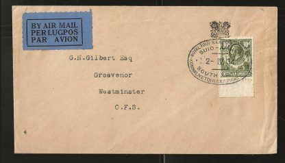 Northern Rhodesia 1934 cover with Royal Tour special cachet to South Africa