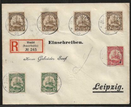 German East Africa 1905 cover to Germany from Wugiri