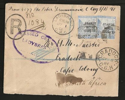 South Africa 1901 Boer War censored cover from Ladybrand to Cape