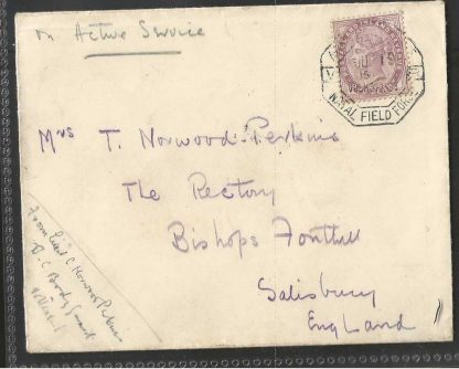 South Africa 1901 Boer War cover to England with Natal Field Force cancel