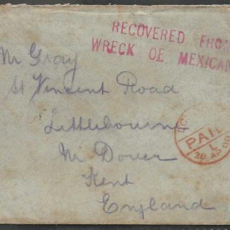 South Africa 1900 Boer War recovered letter from the wreck of the Mexican