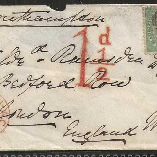 Mauritius 1863 small cover to London Six Pence rate