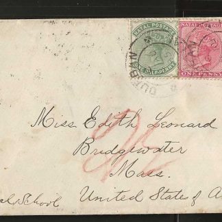 Natal 1895 cover to New York via SS Roslin Castle and SS Britannic