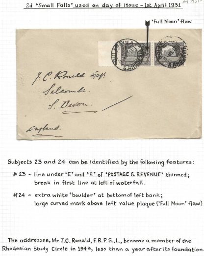 Southern Rhodesia 1931 Two Pence small Victoria Falls SG 17 pair on First Day cover to England - Image 2