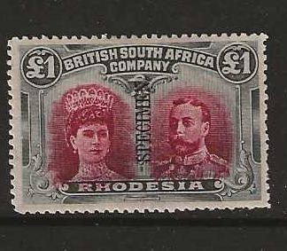 Rhodesia Double Head One Pound overprinted SPECIMEN mounted mint