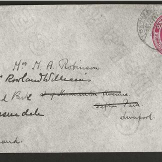 Somaliland Protectorate 1912 GV Postal Stationary envelope One Anna Carmine used