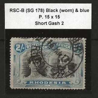 Rhodesia Double Head Two Shillings p15 RSC B Short Gash 2 good used