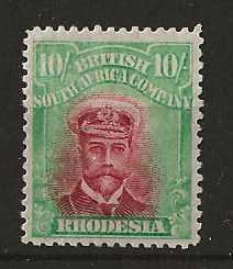 Rhodesia Admiral Die II Ten Shillings SG 241 mounted mint