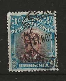 Rhodesia Admiral Die II Three Shillings SG 250 used