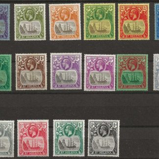 St Helena 1922 GV Ship set Halfpenny to Fifteen Shillings SG 97/115 mounted mint