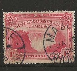 Rhodesia 1905 Falls One Penny SG 94 with a MAZOE postmark