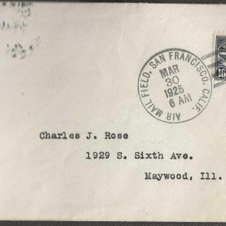 United States 1925 Flight cover from San Francisco to Maywood