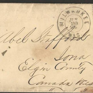 United States 1865 Ten Cents used on cover to Canada West from Milwaukee