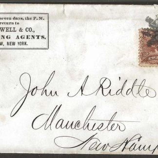United States Two Cents used on an Advertising cover to New Hampshire