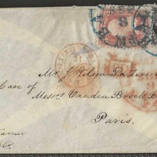 United States 1863 Fifteen Cents rate cover to Paris with Paris arrival cancel