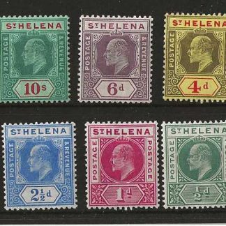 St Helena 1908 EVII Halfpenny to Ten Shillings SG 64/70 mounted mint