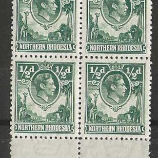 Northern Rhodesia1938 GVI Half Penny Imprint block SG 25 unmounted mint