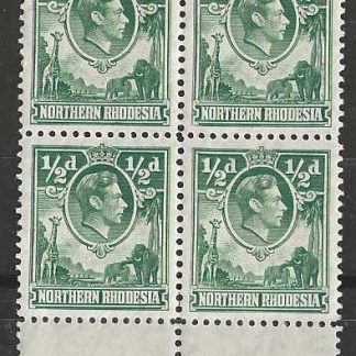 Northern Rhodesia 1938 GVI Halfpenny Imprint block SG 25 unmounted mint