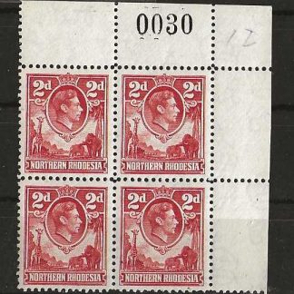 North Rhodesia 1938 GVI Two Pence Sheet No block SG 32 unmounted mint