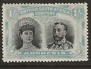 Rhodesia Double Head One Shilling No Gash Printing mounted mint