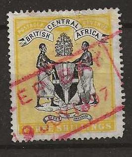 Nyasaland 1896 Three Shillings with Deep Bay Registration cachet in red SG 38 used