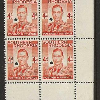Southern Rhodesia 1937 GVI Four Pence Printers Proof block SG 43 unmounted mint