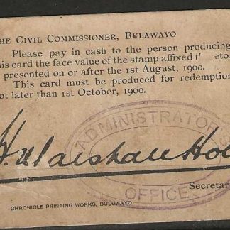 Rhodesia Marshall Hole One Penny currency card