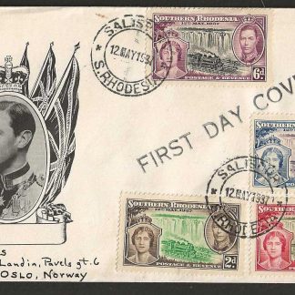 Southern Rhodesia 1937 Coronation First Day Illustrated cover to Norway