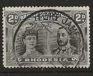 Rhodesia Double Head Two Pence with printers mark and FORT JAMESON (DCAJ) postmark