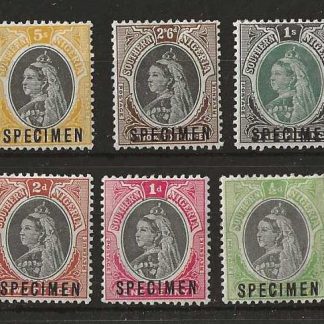 Southern Nigeria 1901 QV Halfpenny to Ten Shillings opt SPECIMEN SG 1s/9s mounted mint