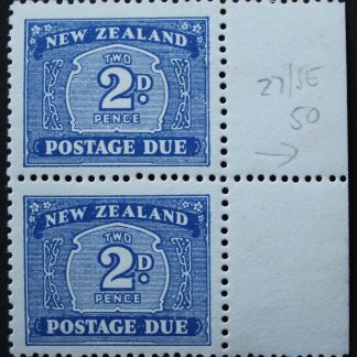 New Zealand 1945 Two Pence Postage Due pair sideways inverted SG D46 unmounted mint