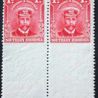 South Rhodesia 1924 GV Admiral One Penny pair imperf to lower margin SG 2 mounted mint