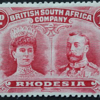 Rhodesia Double Head One Penny with OD flaw pos 74 mounted mint